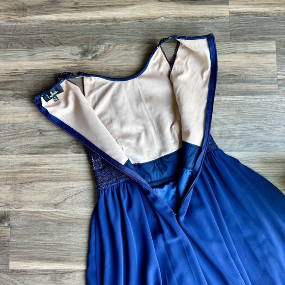 Lulus Forever and Always Navy Blue Lace Bodice Georgette Maxi Dress Size S - Picture 14 of 16
